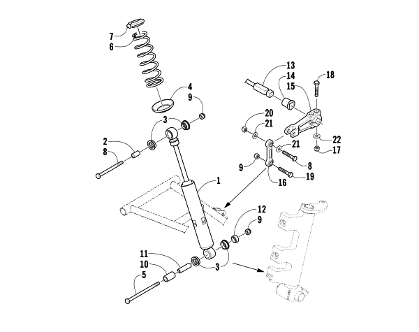 Parts Diagram for Arctic Cat 2003 Z 570 (ESR) SNOWMOBILE SHOCK ABSORBER AND SWAY BAR ASSEMBLY