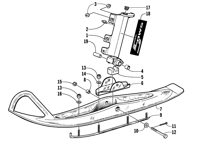 Parts Diagram for Arctic Cat 2002 Z 570 SS SNOWMOBILE SKI AND SPINDLE ASSEMBLY
