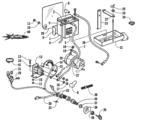 Parts Diagram for Arctic Cat 2002 Z 570 (ESR) SNOWMOBILE BATTERY, SOLENOID, AND CABLES
