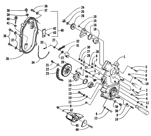 Parts Diagram for Arctic Cat 2002 PANTHER 440 () SNOWMOBILE DRIVE/DROPCASE ASSEMBLY
