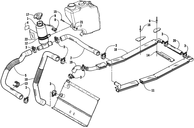 Parts Diagram for Arctic Cat 2002 ZR 800 CC () SNOWMOBILE COOLING ASSEMBLY