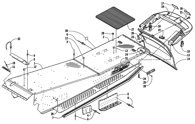 Parts Diagram for Arctic Cat 2002 MOUNTAIN CAT 800 (LE 151) SNOWMOBILE TUNNEL AND REAR BUMPER