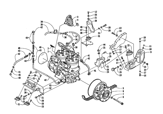 Parts Diagram for Arctic Cat 2002 PANTERA 800 EFI ESR SNOWMOBILE ENGINE AND RELATED PARTS