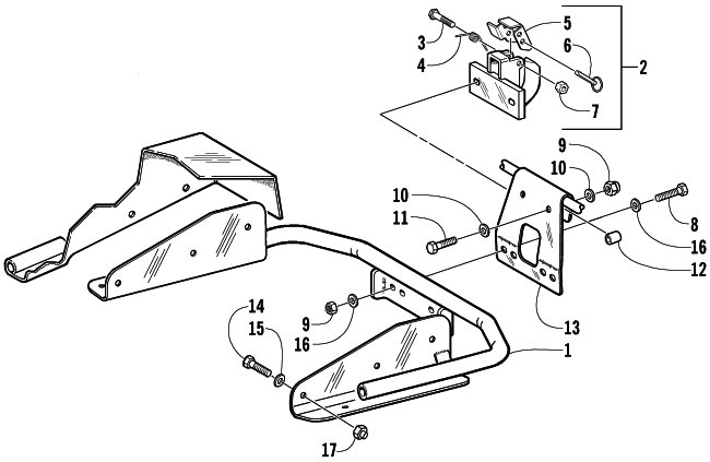 Parts Diagram for Arctic Cat 2002 PANTERA 550 () SNOWMOBILE HITCH ASSEMBLY