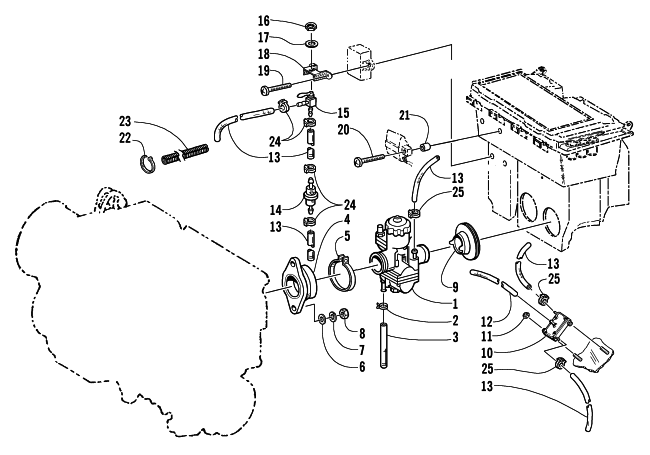 Parts Diagram for Arctic Cat 2002 PANTHER 440 () SNOWMOBILE CARBURETOR AND FUEL PUMP ASSEMBLY