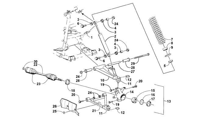 Parts Diagram for Arctic Cat 2002 400 4X4 MANUAL TRANSMISSION () ATV FRONT SUSPENSION ASSEMBLY