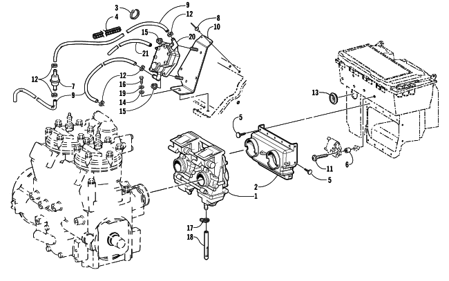 Parts Diagram for Arctic Cat 2003 ZR 900 EARLY BUILD SNOWMOBILE CARBURETOR AND FUEL PUMP ASSEMBLY