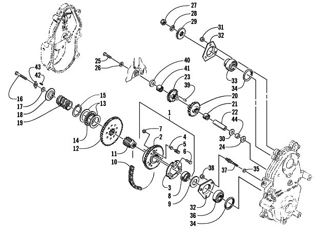 Parts Diagram for Arctic Cat 2002 BEARCAT WIDE TRACK () SNOWMOBILE DRIVE/REVERSE DROPCASE ASSEMBLY
