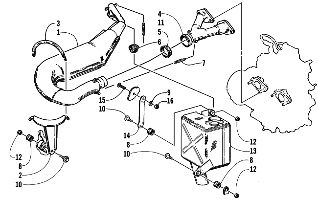 Parts Diagram for Arctic Cat 2002 BEARCAT WIDE TRACK SNOWMOBILE EXHAUST ASSEMBLY