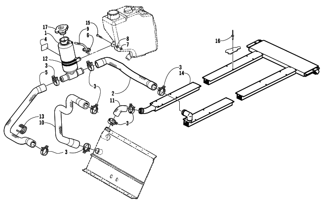 Parts Diagram for Arctic Cat 2002 PANTERA 550 () SNOWMOBILE COOLING ASSEMBLY (International)