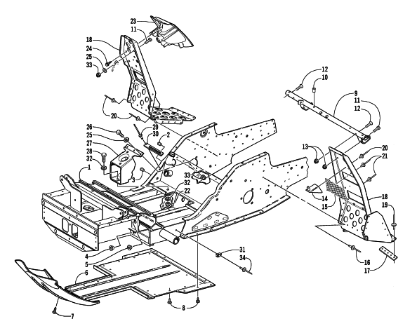 Parts Diagram for Arctic Cat 2002 MOUNTAIN CAT 800 EFI (LE 151) SNOWMOBILE FRONT FRAME AND FOOTREST ASSEMBLY