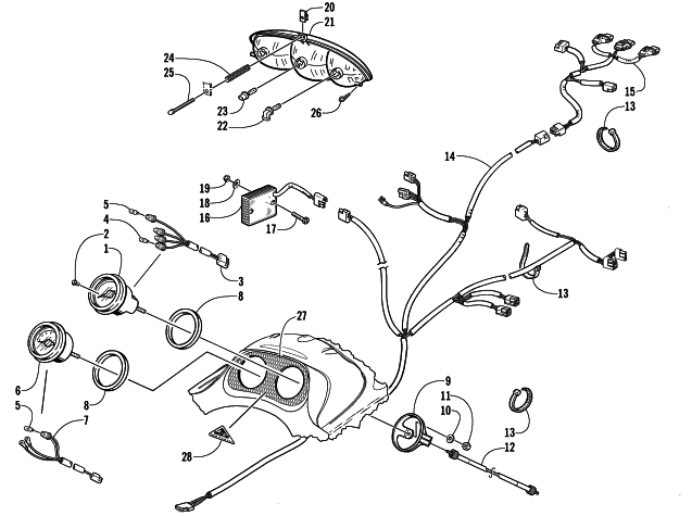 Parts Diagram for Arctic Cat 2002 MOUNTAIN CAT 800 EFI () SNOWMOBILE HEADLIGHT, INSTRUMENTS, AND WIRING ASSEMBLIES