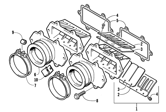 Parts Diagram for Arctic Cat 2002 MOUNTAIN CAT 800 EFI (LE 144) SNOWMOBILE REED VALVE ASSEMBLY