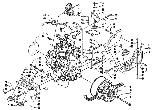 Parts Diagram for Arctic Cat 2002 MOUNTAIN CAT 800 SNOWMOBILE ENGINE AND RELATED PARTS