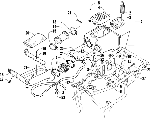 Parts Diagram for Arctic Cat 2002 250 4x4 () ATV AIR INTAKE ASSEMBLY