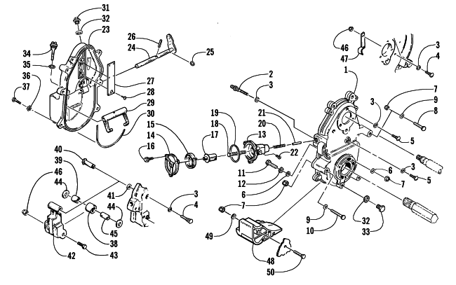Parts Diagram for Arctic Cat 2002 PANTERA 800 EFI ESR SNOWMOBILE DROPCASE AND CHAIN TENSION ASSEMBLY