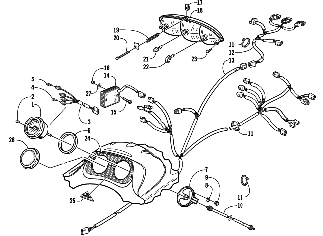 Parts Diagram for Arctic Cat 2002 PANTHER 570 (ESR) SNOWMOBILE HEADLIGHT, INSTRUMENTS, AND WIRING ASSEMBLIES