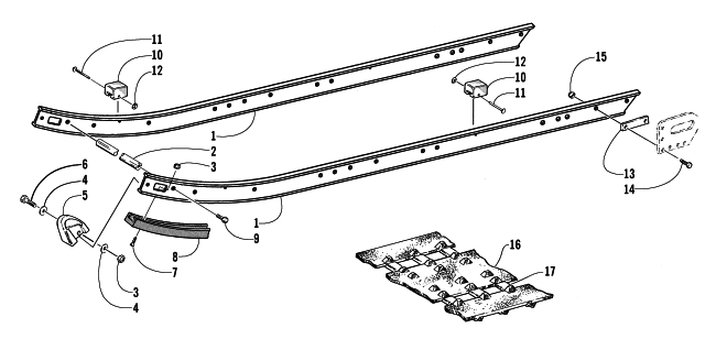 Parts Diagram for Arctic Cat 2002 Z 570 () SNOWMOBILE SLIDE RAIL AND TRACK ASSEMBLY