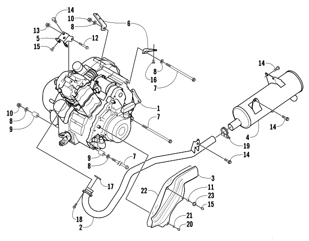 Parts Diagram for Arctic Cat 2002 500 AUTOMATIC TRANSMISSION () ATV ENGINE AND EXHAUST