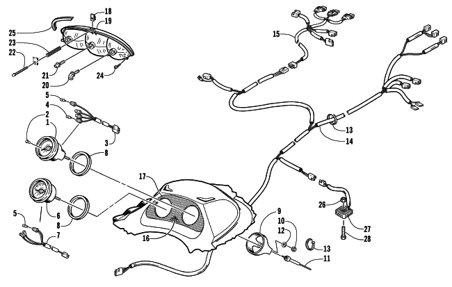 Parts Diagram for Arctic Cat 2002 ZRT 600 SNOWMOBILE HEADLIGHT, INSTRUMENTS, AND WIRING ASSEMBLIES