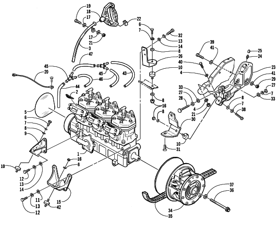 Parts Diagram for Arctic Cat 2002 ZRT 600 SNOWMOBILE ENGINE AND RELATED PARTS