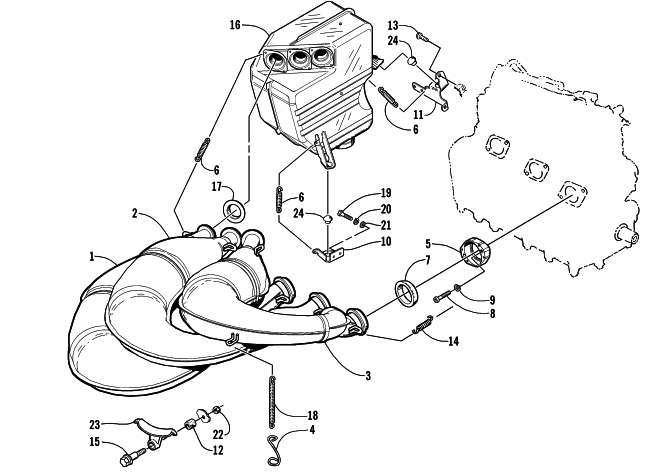 Parts Diagram for Arctic Cat 2002 ZRT 600 SNOWMOBILE EXHAUST ASSEMBLY