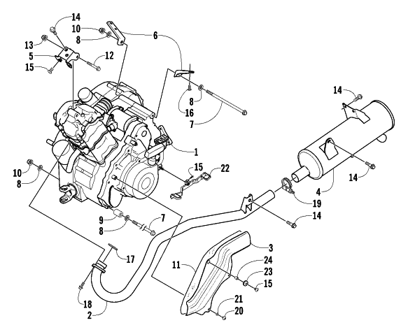 Parts Diagram for Arctic Cat 2002 400 4X4/500 MANUAL TRANSMISSION (500 ) ATV ENGINE AND EXHAUST