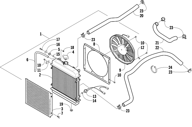 Parts Diagram for Arctic Cat 2003 500 TBX ATV COOLING ASSEMBLY