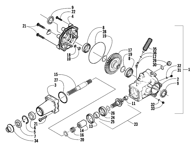 Parts Diagram for Arctic Cat 2002 400 4X4/500 MANUAL TRANSMISSION (500 ) ATV REAR DRIVE GEARCASE ASSEMBLY