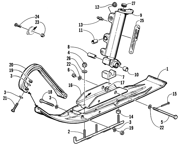 Parts Diagram for Arctic Cat 2002 THUNDERCAT SNOWMOBILE SKI AND SPINDLE ASSEMBLY