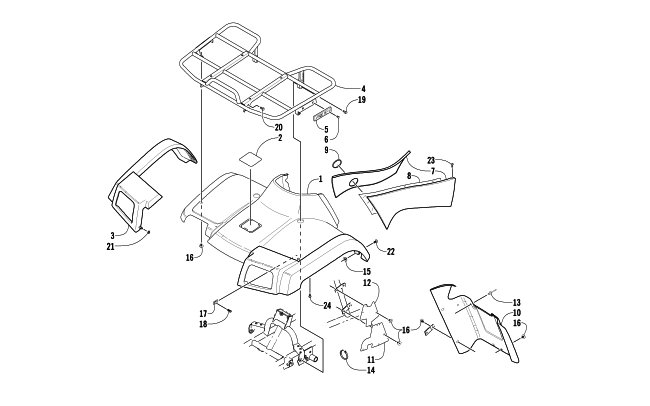 Parts Diagram for Arctic Cat 2003 500 TBX ATV BODY PANEL ASSEMBLY