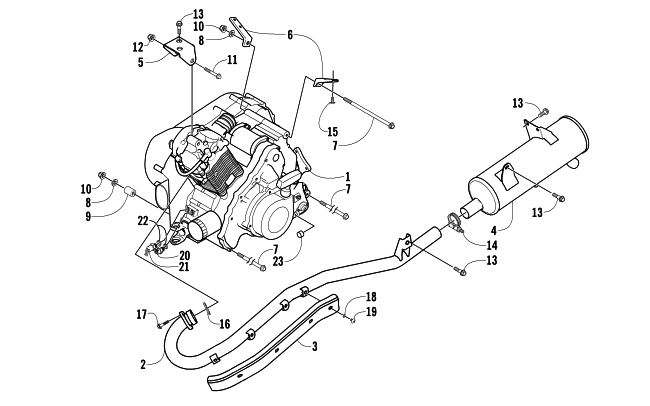 Parts Diagram for Arctic Cat 2002 375 AUTOMATIC TRANSMISSION (4X4 ) ATV ENGINE AND EXHAUST