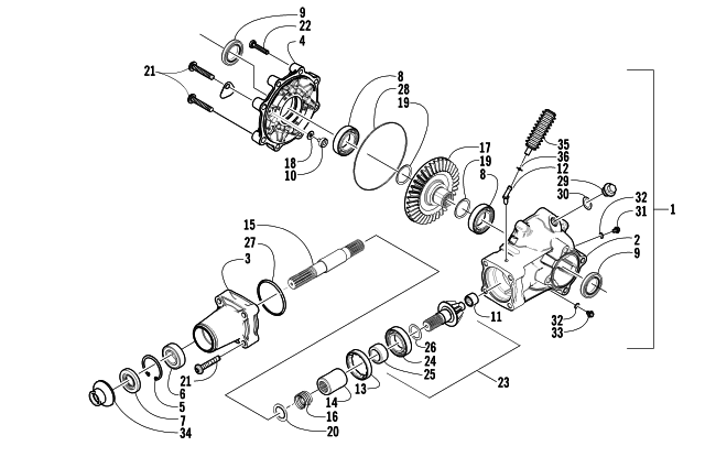 Parts Diagram for Arctic Cat 2003 400 4X4 MANUAL TRANSMISSION () ATV REAR DRIVE GEARCASE ASSEMBLY