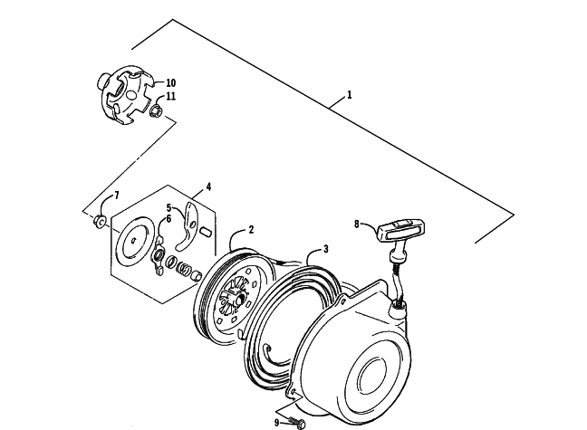 Parts Diagram for Arctic Cat 2003 400 FIS AUTOMATIC TRANSMISSION () ATV RECOIL STARTER ASSEMBLY