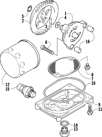 Parts Diagram for Arctic Cat 2003 400 FIS MANUAL TRANSMISSION (4X4 -MRP) ATV OIL FILTER/PUMP ASSEMBLY