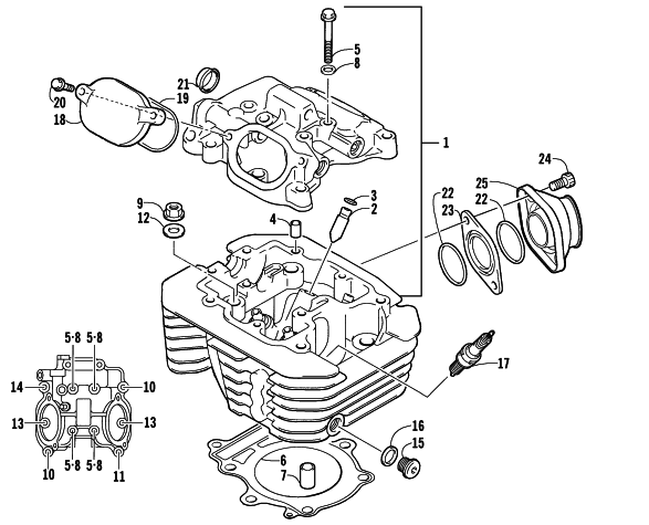 Parts Diagram for Arctic Cat 2003 400 FIS MANUAL TRANSMISSION (4X4 ) ATV CYLINDER HEAD ASSEMBLY