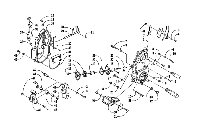 Parts Diagram for Arctic Cat 2002 ZL 600 EFI SS () SNOWMOBILE DROPCASE AND CHAIN TENSION ASSEMBLY (ESR)