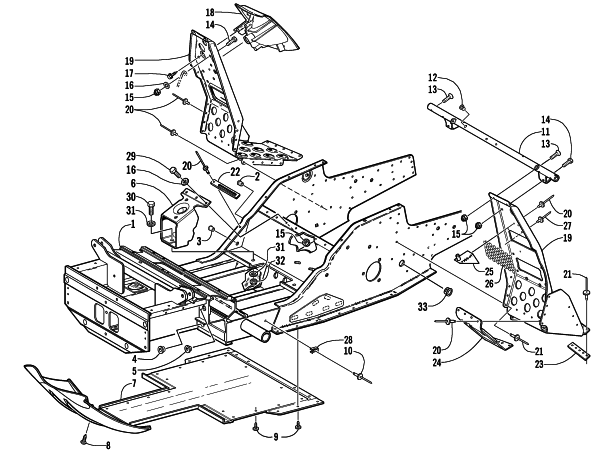 Parts Diagram for Arctic Cat 2002 Z 570 SS SNOWMOBILE FRONT FRAME AND FOOTREST ASSEMBLY