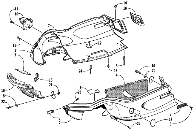 Parts Diagram for Arctic Cat 2002 4-STROKE TOURING () SNOWMOBILE BELLY PAN AND FRONT BUMPER ASSEMBLY