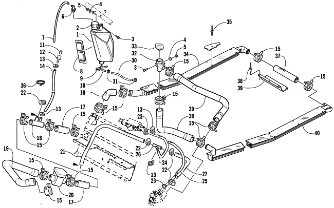 Parts Diagram for Arctic Cat 2002 4-STROKE TRAIL SNOWMOBILE COOLING ASSEMBLY
