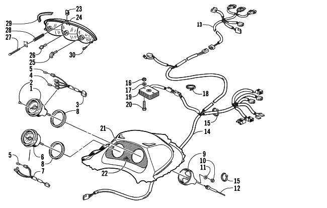 Parts Diagram for Arctic Cat 2002 MOUNTAIN CAT 1000 SNOWMOBILE HEADLIGHT, INSTRUMENTS, AND WIRING ASSEMBLIES