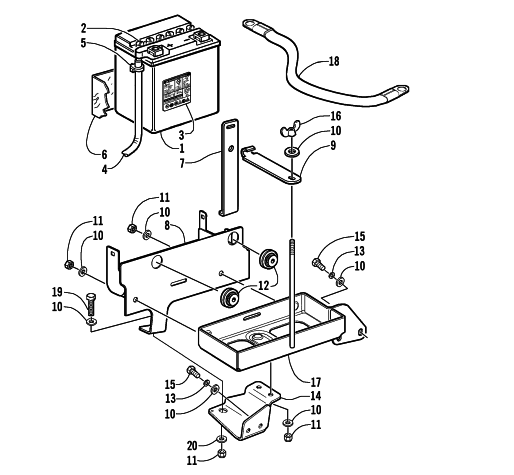 Parts Diagram for Arctic Cat 2002 4-STROKE TOURING () SNOWMOBILE BATTERY ASSEMBLY