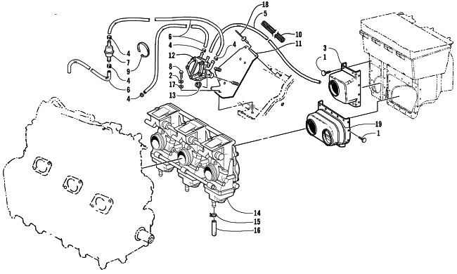 Parts Diagram for Arctic Cat 2002 MOUNTAIN CAT 1000 SNOWMOBILE CARBURETOR AND FUEL PUMP ASSEMBLY