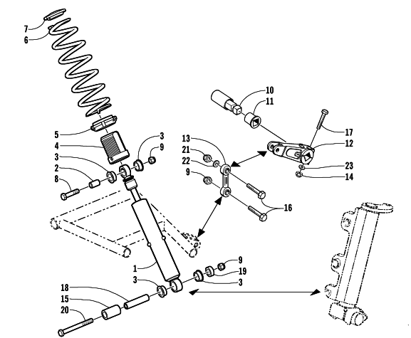 Parts Diagram for Arctic Cat 2002 4-STROKE TOURING () SNOWMOBILE SHOCK ABSORBER AND SWAY BAR ASSEMBLY