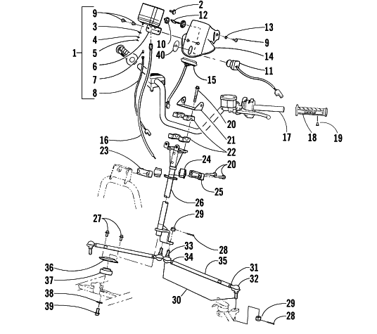 Parts Diagram for Arctic Cat 2002 375 AUTOMATIC TRANSMISSION (4X4 ) ATV STEERING ASSEMBLY