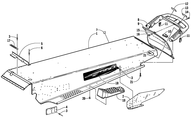 Parts Diagram for Arctic Cat 2002 4-STROKE TOURING SNOWMOBILE TUNNEL AND REAR BUMPER