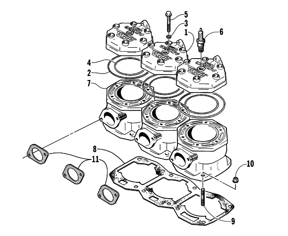 Parts Diagram for Arctic Cat 2002 MOUNTAIN CAT 1000 SNOWMOBILE CYLINDER AND HEAD ASSEMBLY