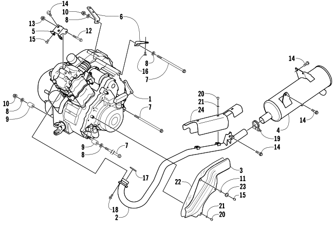 Parts Diagram for Arctic Cat 2002 500 AUTOMATIC TRANSMISSION TBX ATV ENGINE AND EXHAUST