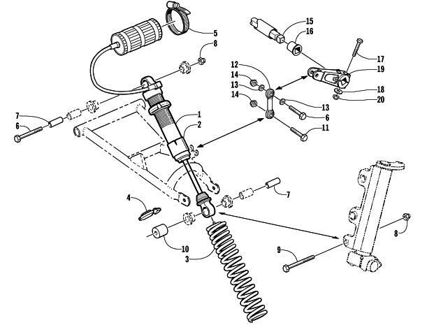 Parts Diagram for Arctic Cat 2002 Z 440 SNO PRO SNOWMOBILE SHOCK ABSORBER AND SWAY BAR ASSEMBLY