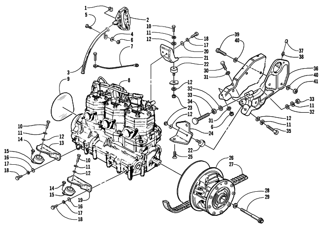 Parts Diagram for Arctic Cat 2002 THUNDERCAT SNOWMOBILE ENGINE AND RELATED PARTS